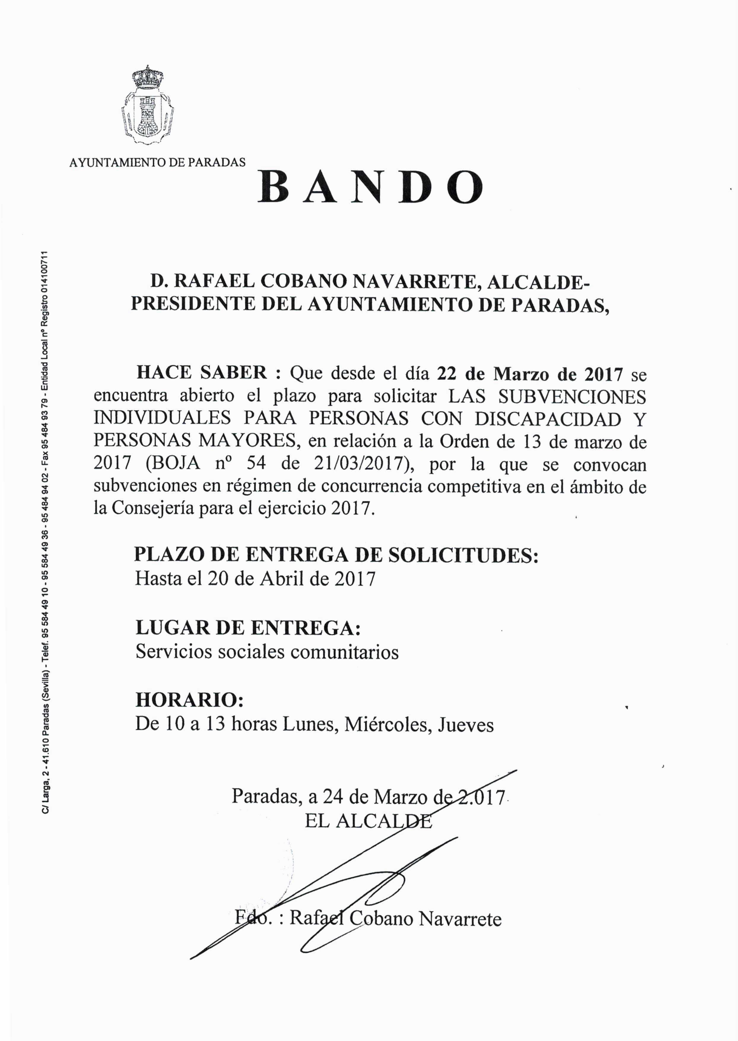 Subvenciones Individuales Discapacidad 2017