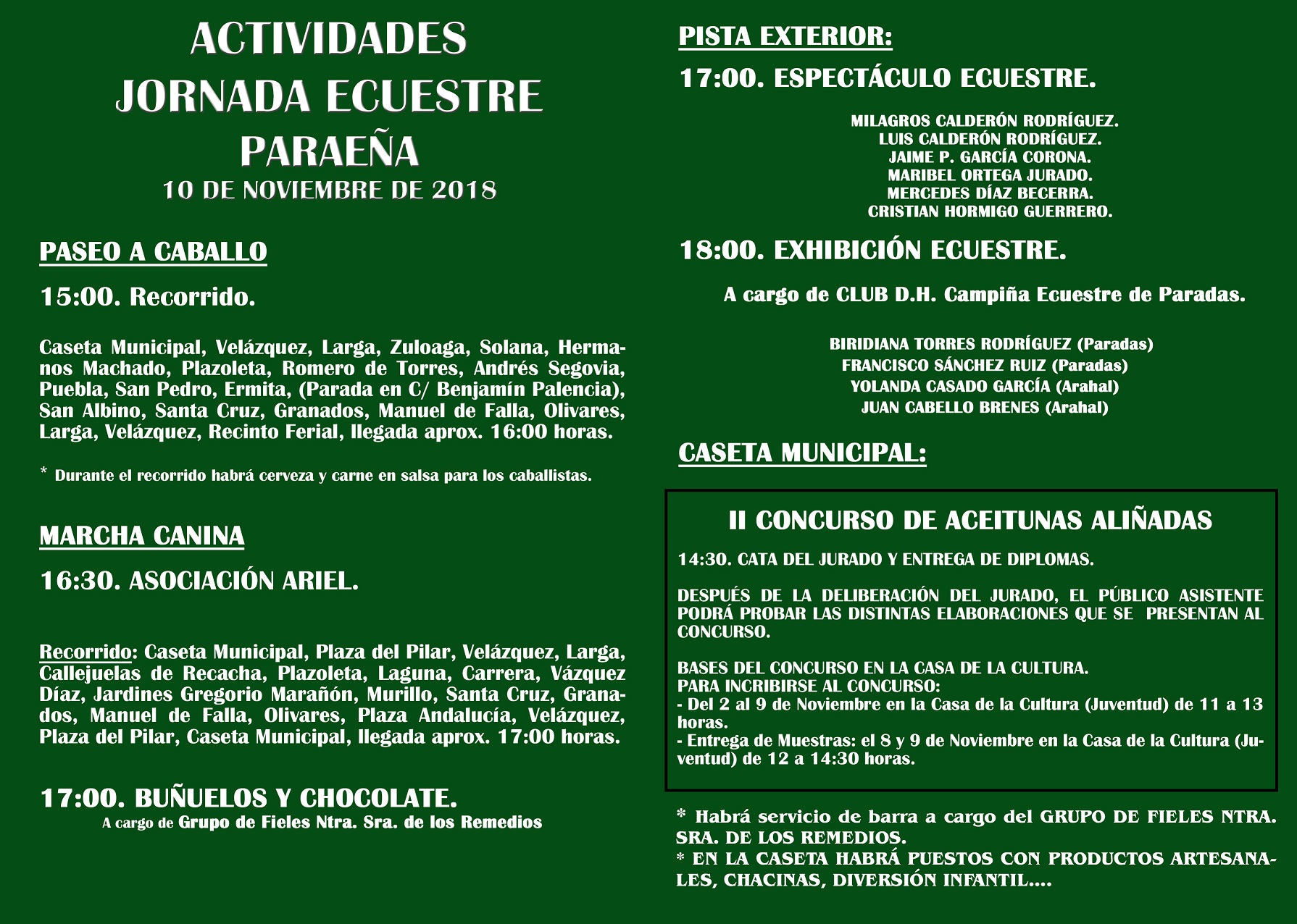 Actividades JORNADA ECUESTRE 2018
