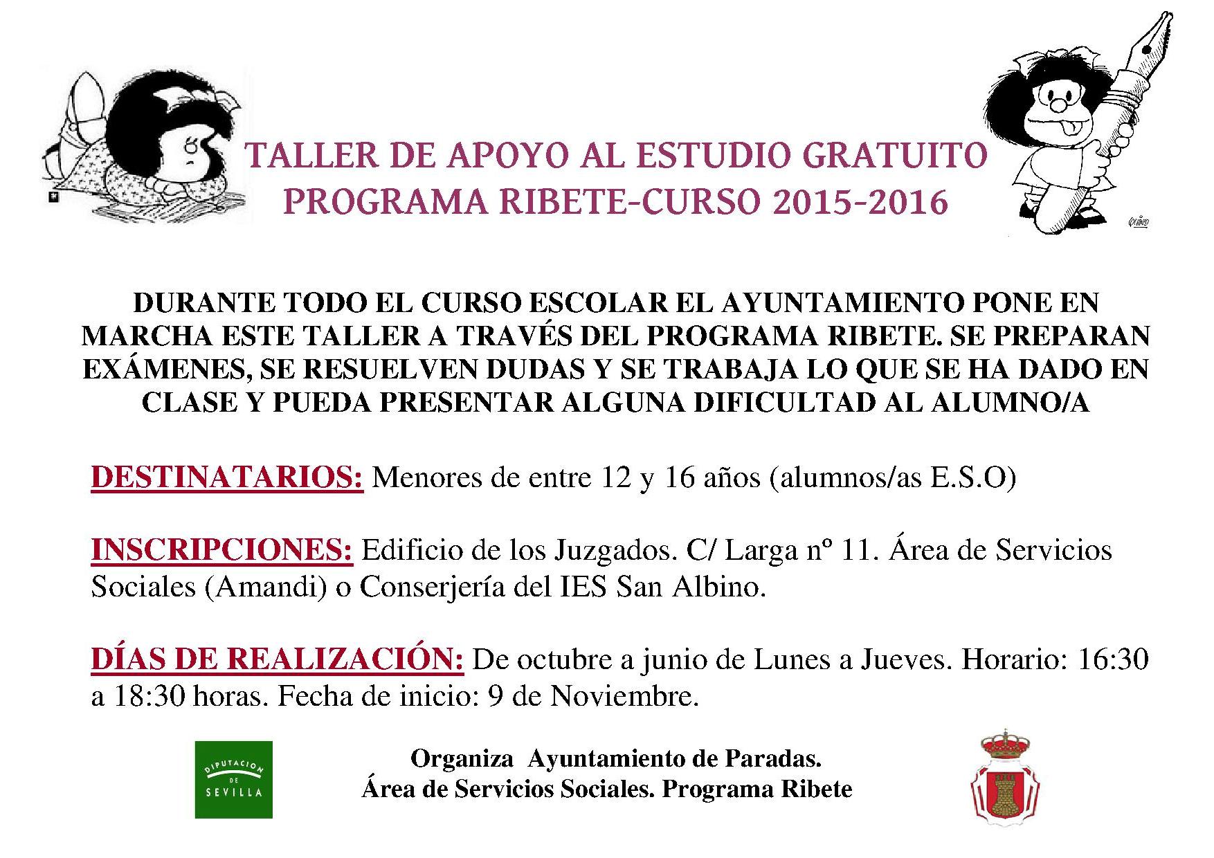 CARTEL TALLER DE APOYO AL ESTUDIO GRATUITO