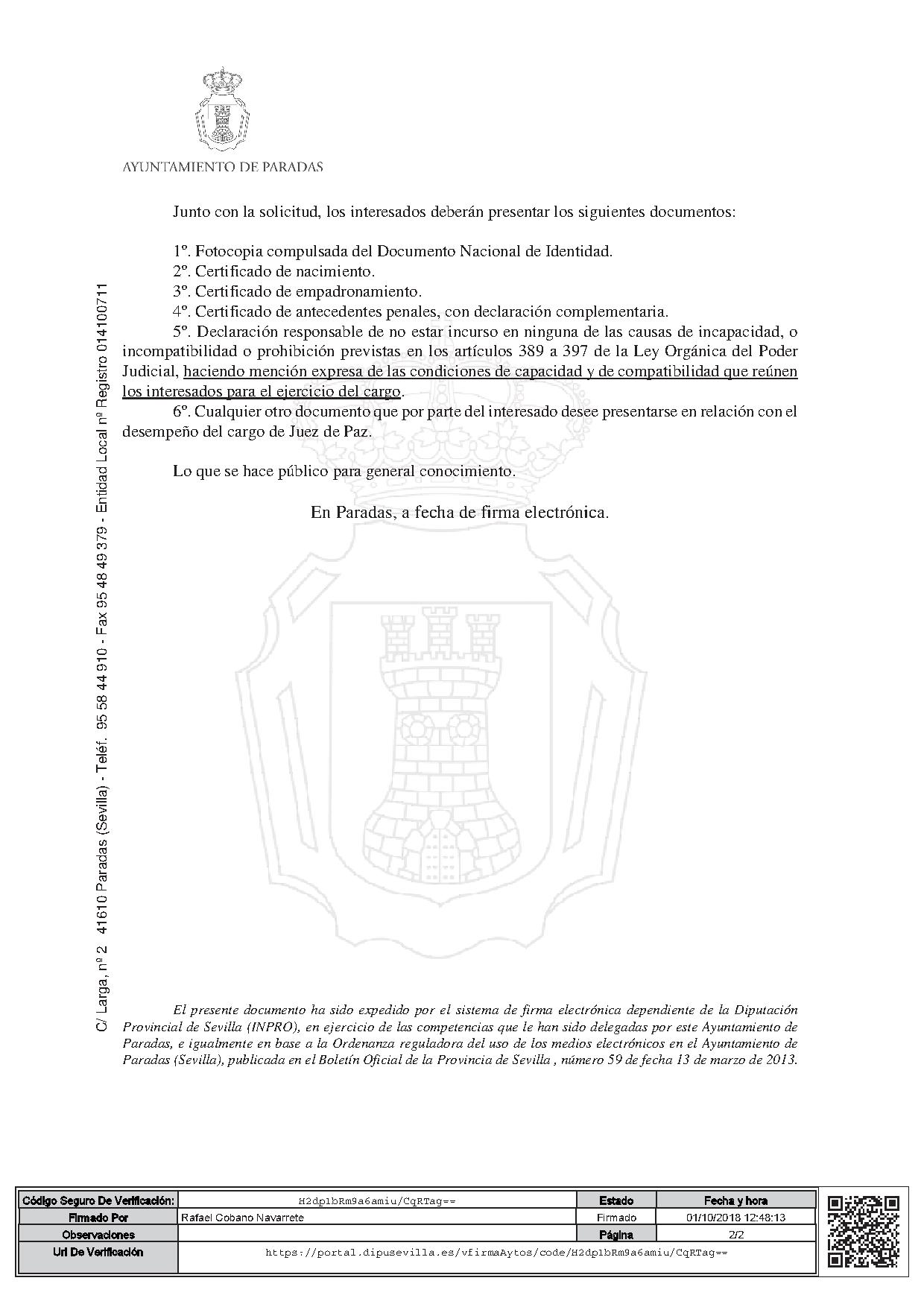 Edicto-Juez de Paz Titular 2