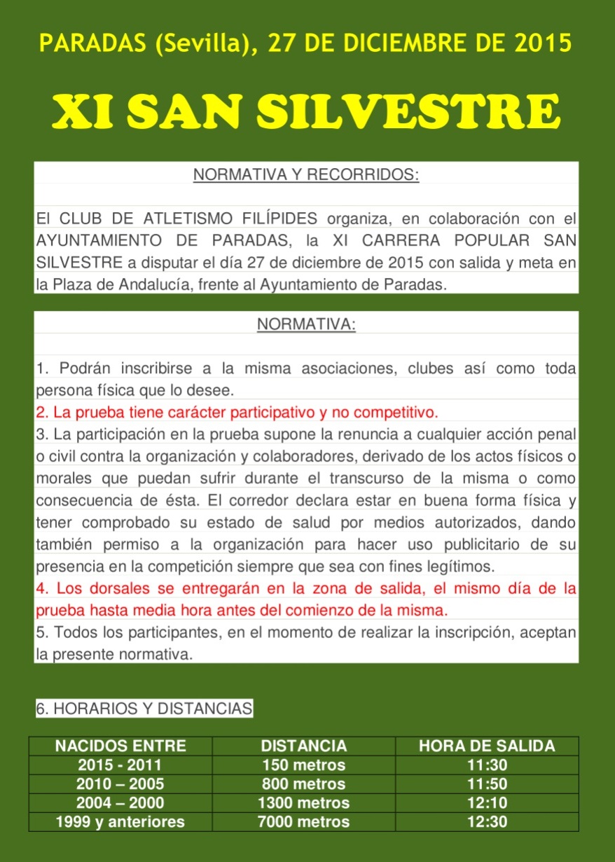 San Silvestre 2015 Normativa 1