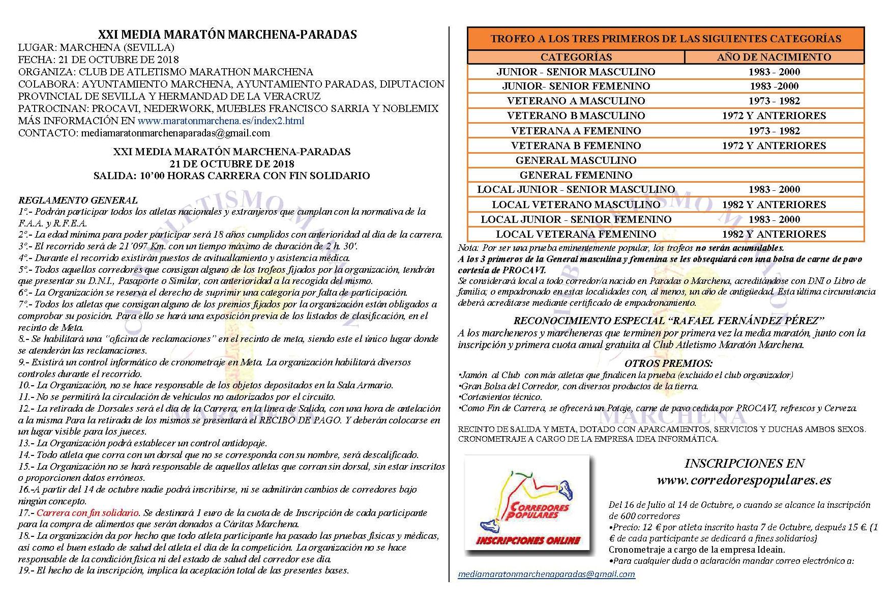 XXI MARATON MARCHENA-PARADAS 2018 (Diptico 2)